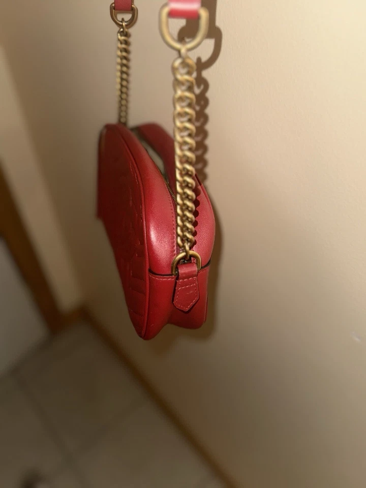 Authentic Gucci GG Marmont Matelasse Red Mini Shoulder Bag Calf Crossbody - Image 3 of 4