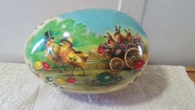 Large Cardboard Easter Egg Germany Great Graphics Chicks Bunnies 6x4