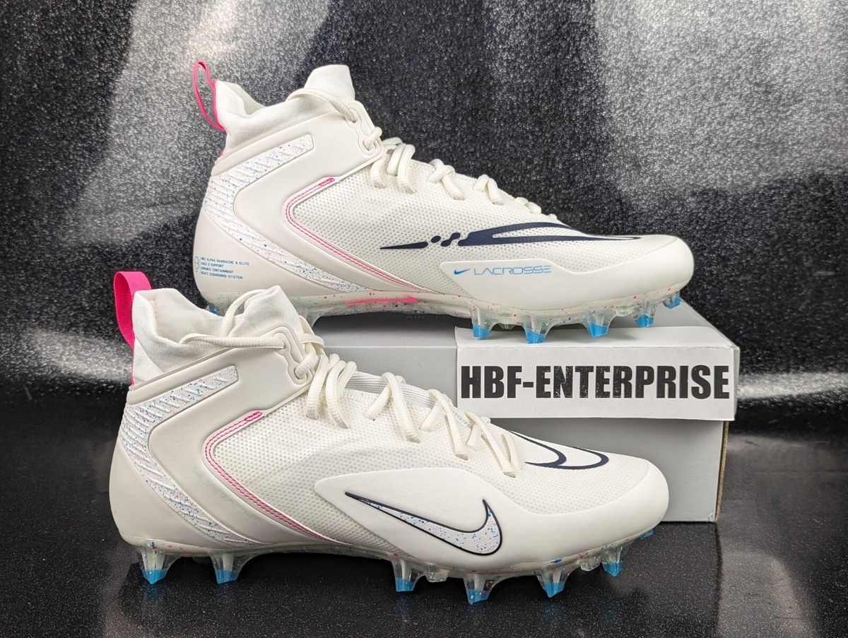 Nike Alpha Huarache 8 Elite Lacrosse Cleats White Pink Men