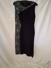 ELIE TAHARI Black and White Sleeveless Shift Dress Size 6 (1455)