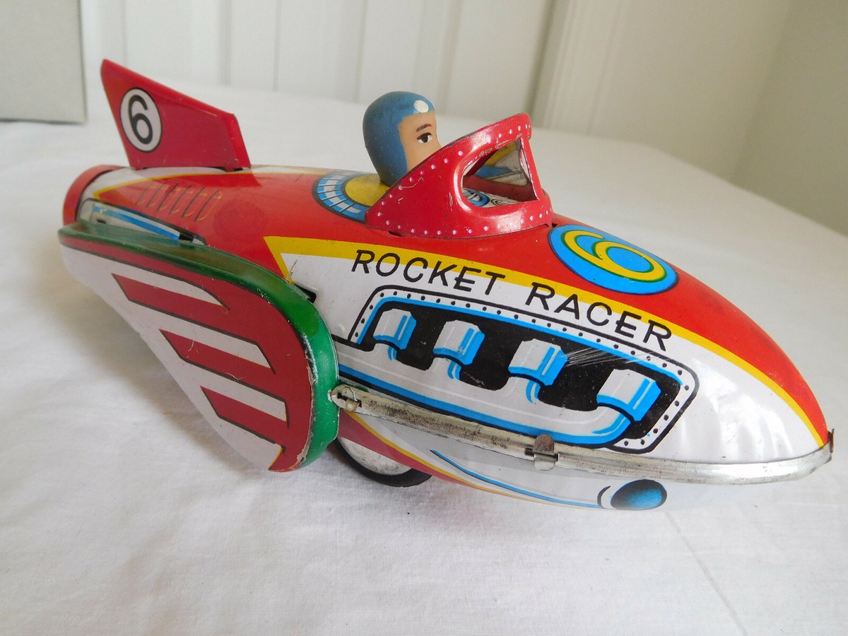 ROCKET RACER Friction tin toy with original Box RUNS vintage ROCKET RACER Friction tin toy with original Box RUNS vintage