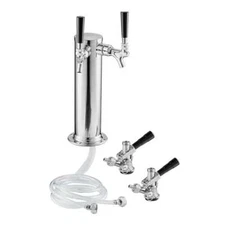 NEW "D" System Beer Keg Coupler and 2-Tap Beer Tower - 3" Column for Kegerators