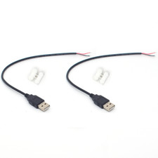 2pcs 22AWG USB 2.0 Male Pigtail Cable 0.3M/1FT 2-Pin DIY Repair Bare Wire 5V 3A