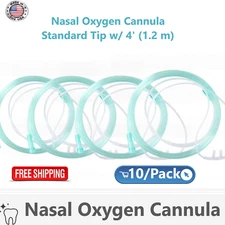 BOX OF 10 (TEN) 4FT Adult Flexible Tip Soft Nasal Oxygen Cannulas Green Standart