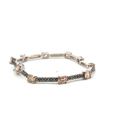 Pulsera De Citrino Durazno Natural De Plata Esterlina - Imagen 2 de 6