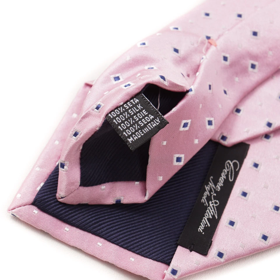 Новый с Ярлыками $295 CESARE ATTOLINI розовый сине-белый сплетенный жаккард атласный шелковый галстук - Изображение 3 из 3