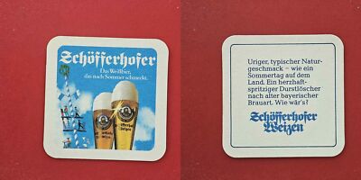 Schöfferhofer Background Blue 2 Glasses Brewery Beer Mat Coaster Beermat