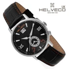 Swiss Made Helveco H27641NAR Black Dual Dial Wrist watch Black Leather Strap
