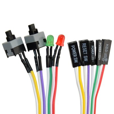 4in1 PC Power Reset Switch HDD Motherboard LED Cable Light Wire Kit for Computer