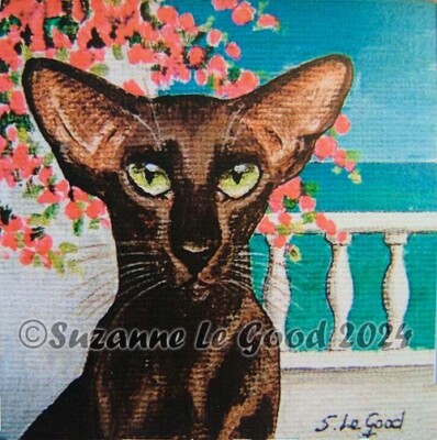Havanna Orientalische Katze Kunstdruck vom Originalgemälde montiert von Suzanne Le Good