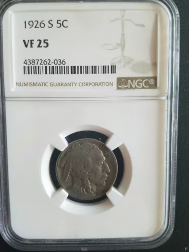1926-S Buffalo Nickel * NGC VF25 * Lowest Mintage Of 970,000 *  