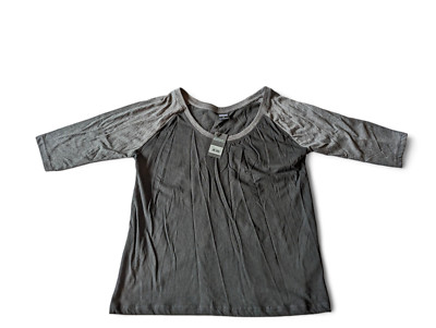 Urban Classics Women's Baseball T-Shirt 3/4 Raglan Sleeve Black Grey Size M New