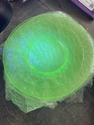 Vtg 1930s Anchor Hocking Block Optic Green Uranium Depression Glass 6” Plate