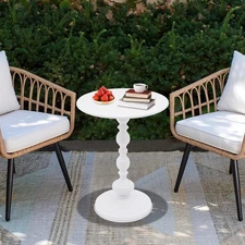 White End Side Table Round Side Table for Living Room Floor Standing Coffe Table