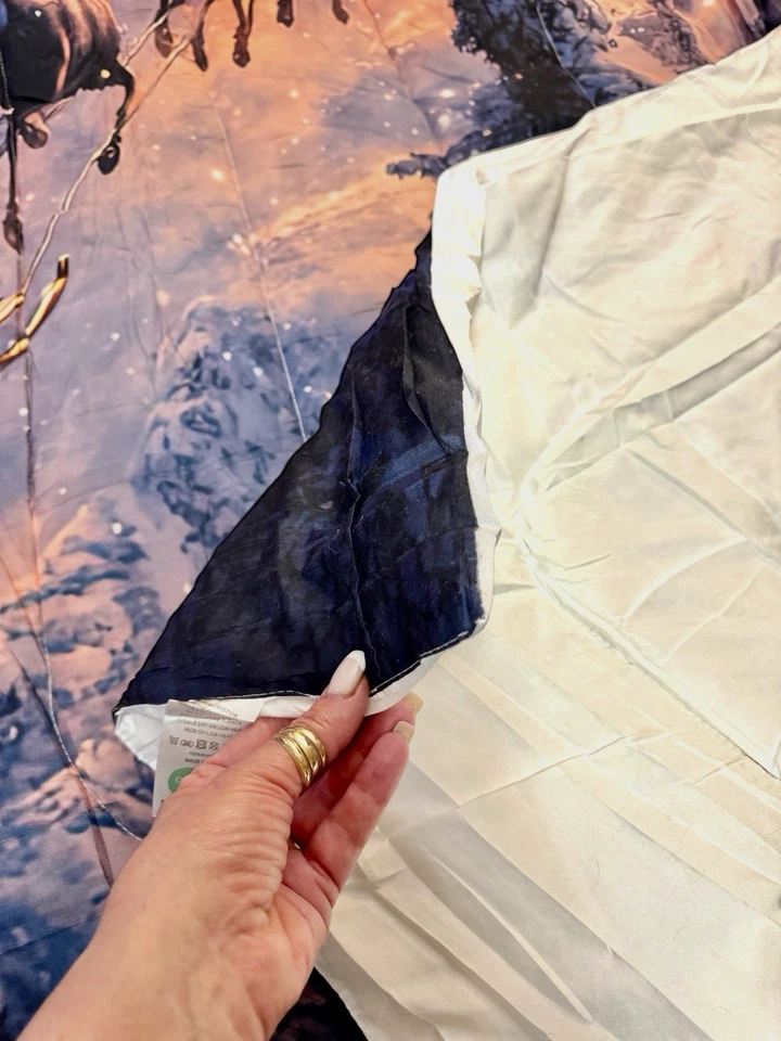 Trineo de alces de Navidad noche estrellada Santa suave edredón doble y funda de almohada nuevo Foto 3 de 4