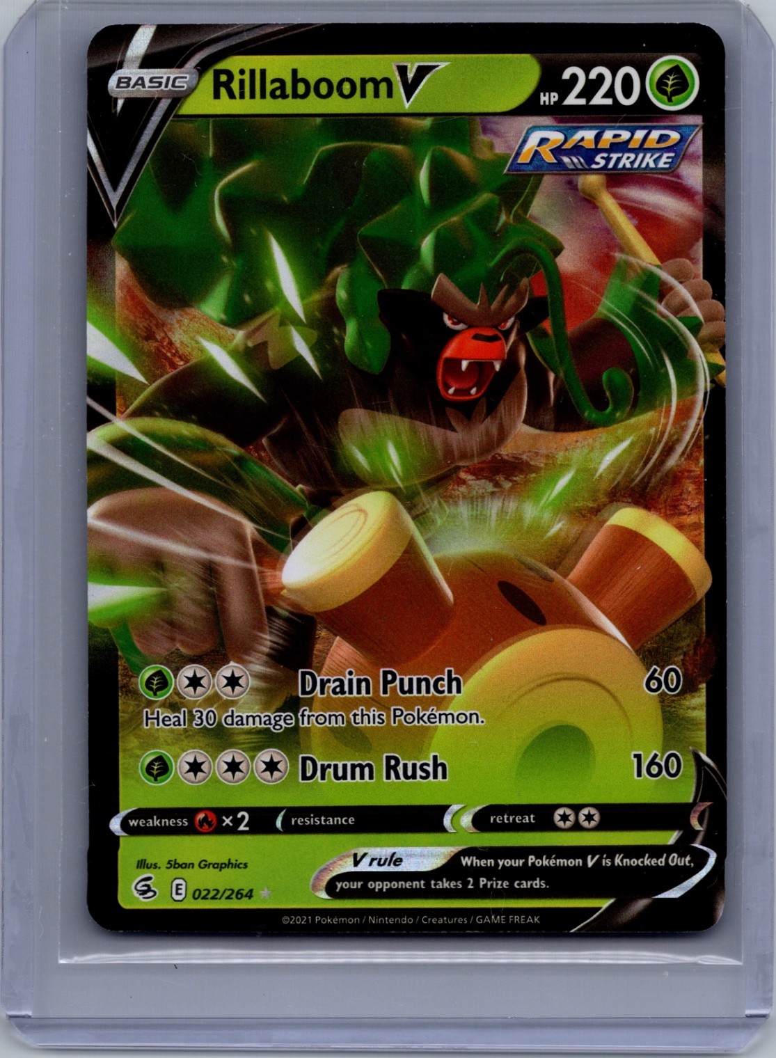 Rillaboom V Ultra Rare SWSH08: Fusion Strike 022/264 NM