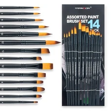 14pcs Artist Paint Brushes for Acrylic, Watercolor, Gouache, Oil and Hobby Pa...