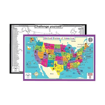 States Placemat Educational Mat for Kids Learn 50 USA Map Interactive Child