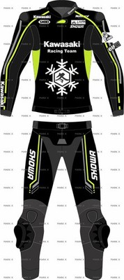 Kawasaki Motorcycle Racing Leather Biker Suit Men Motorbike Riding Sports Armor
