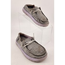 Hey Dude Wendy Youth Loafer Girls K11 Sparkling Grey Lilac Slip On Moc Toe Shoes