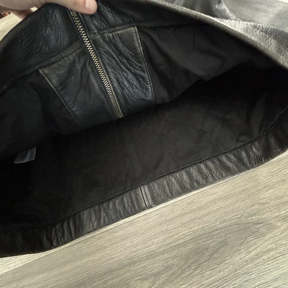 Chaqueta de Cuero Eddie Bauer De Colección Para Hombre XL Alta Cremallera Completa Bolsillos Acolchados Moto Foto 4 de 4