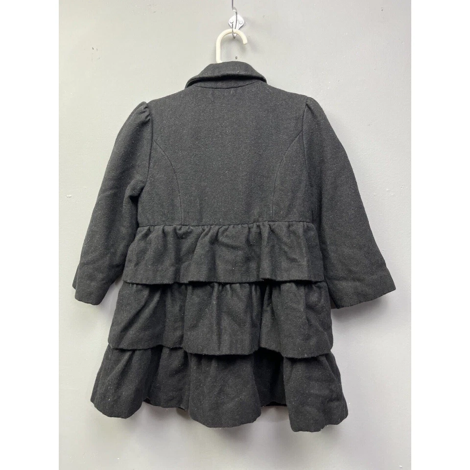 Abrigo Janie and Jack Collection Lana Con Niveles Niñas Talla 2T-3T Forrado Negro Foto 2 de 4