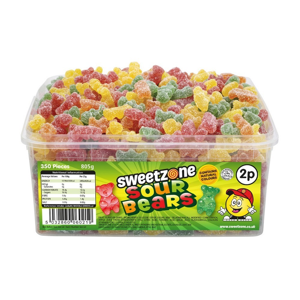 SweetZone Sour Bears 805g Tub HMC Certified Halal