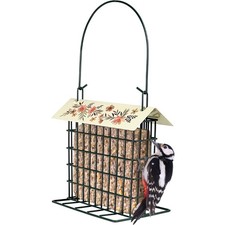 Metal Suet Cage Feeder for Wild Birds Hanging Outdoor Bird Feeder, Black