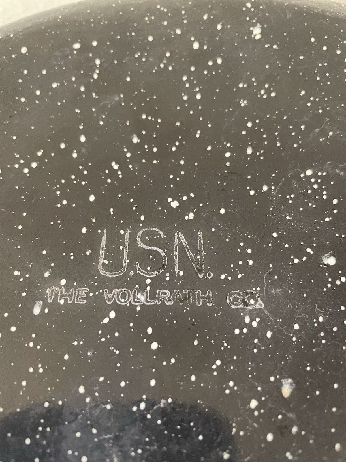 Vintage WW II Era USN Vollrath Co.  Graniteware Black and White Coffee Pot