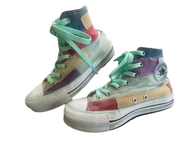 Converse Chuck Taylor All Star Lift Hi Sneaker Patchwork Color Block Kid Size 4