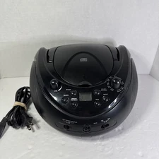 Memorex AM/FM Radio/CD Player Portable Black Boombox Power Cord MP3221G Works