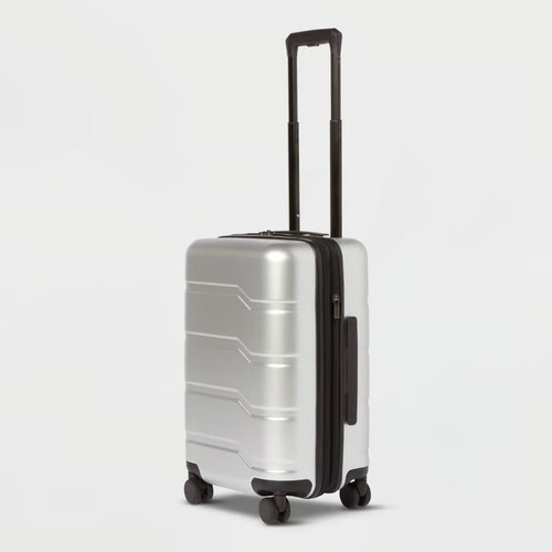 Carry On Hardside Suitcase With Wheels by Open Story, Silver [NEW IN BOX]