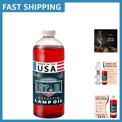 Red Liquid Paraffin Lamp Oil - Smokeless, Odorless 32oz for Indoor & Outdoor Use