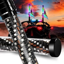 ** NEW LED 2FT Spiral Whip Lights | ATV/UTV Chase Antenna | Polaris RZR | 2-Pack