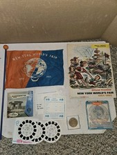 Vintage 1964-65 New York World's Fair,Oklahoma Coin,Window Decal,Flag,Viewmaster