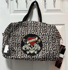 Ed Hardy Leopard Cheetah Love Kills Travel Duffle Overnight Weekender Bag NWT