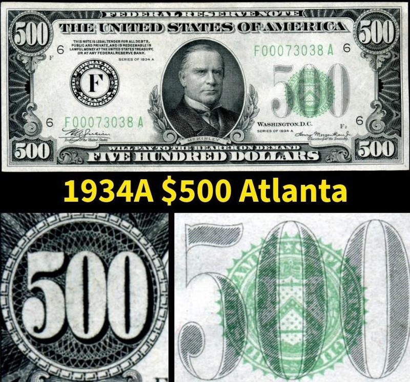 HGR SUNDAY 1934A $500 Atlanta (Absolutely STUNNING) Appears AU - UNCIRCULATED