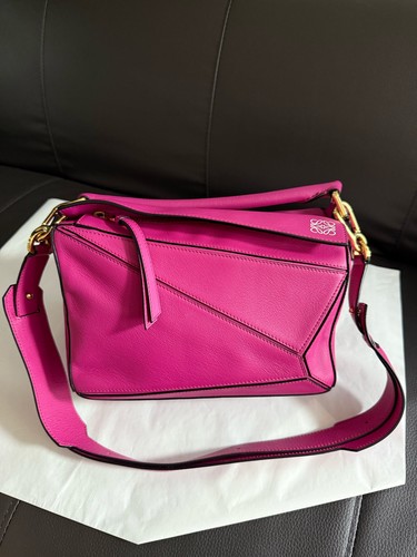Loewe Puzzle Small Fuchsia Pink Grained Calf Leather Multiway Bag Duty Paid