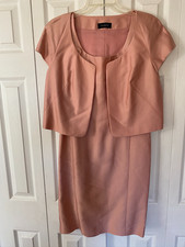 Talbots Rose Pink Satin Mother-of-the-Bride/Evening Sheath Dress W/Jacket Sz. 6