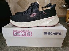 Skechers Women's Hands Free Swift Fit Stretch Knit Sneaker Size 10 Black