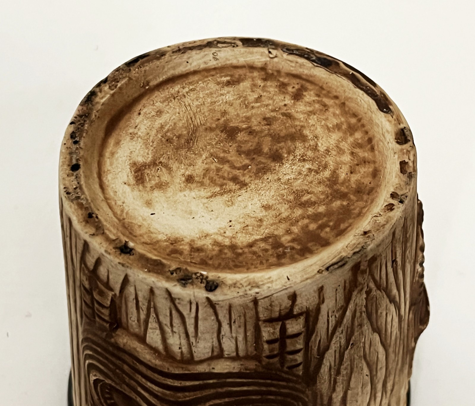 VTG 3 FACES BROWN TIKI MASK PLANTER BUCKET MUG CUP ISLANDS PHOENIX AZ OMC JAPAN