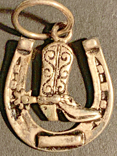 Sterling Silver Horseshoe Cowboy Boot Pendant Charm