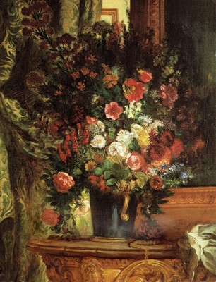 Delacroix - Eine Vase mit Blumen auf einer Konsole - 1848-50 A1-A4 Poster Tier Haustier Portra