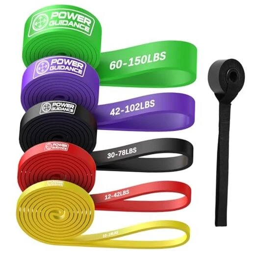 Resistance Bands, Set of 5 Pull Up Bands, Pull Yellow/red/black/purple/green