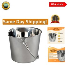 Multi-Purpose 6 Quart Stainless Steel Bucket - Ideal for Pets, Easy Clean-Up