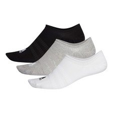 Image of adidas UNISEX KIDS NO SHOW ANKLE SOCKS 3 PACK PAIRS WHITE GREY BLACK SPORTS NEW