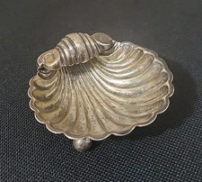 Antique 1896 A & J Zimmerman Sterling Silver Shell Bowl Dish 3 Ball Legs England