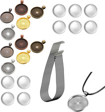30PCS Pendant Trays Set for Jewelry Making 10Pcs Empty Photo Pendent 10Pcs Glass