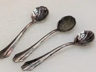 Antique Set of 3 Gorham Sterling Silver Individual Salt Spoons Shell Pattern 5.5