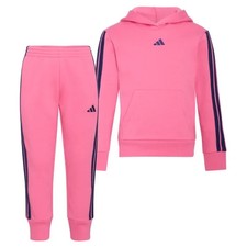 Kid's adidas Logo 2-piece Set 1 Pull-over Hoodie  1 Matching Pant PINK